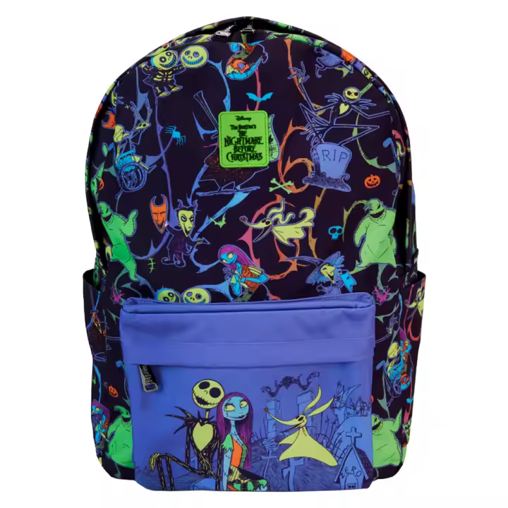 Mochila nylon Pesadilla Antes de Navidad Disney Loungefly 43cm. Mochila ergonómica con amplio espacio. Diseño resistente y versátil para llevar tus pertenencias con estilo. - 1