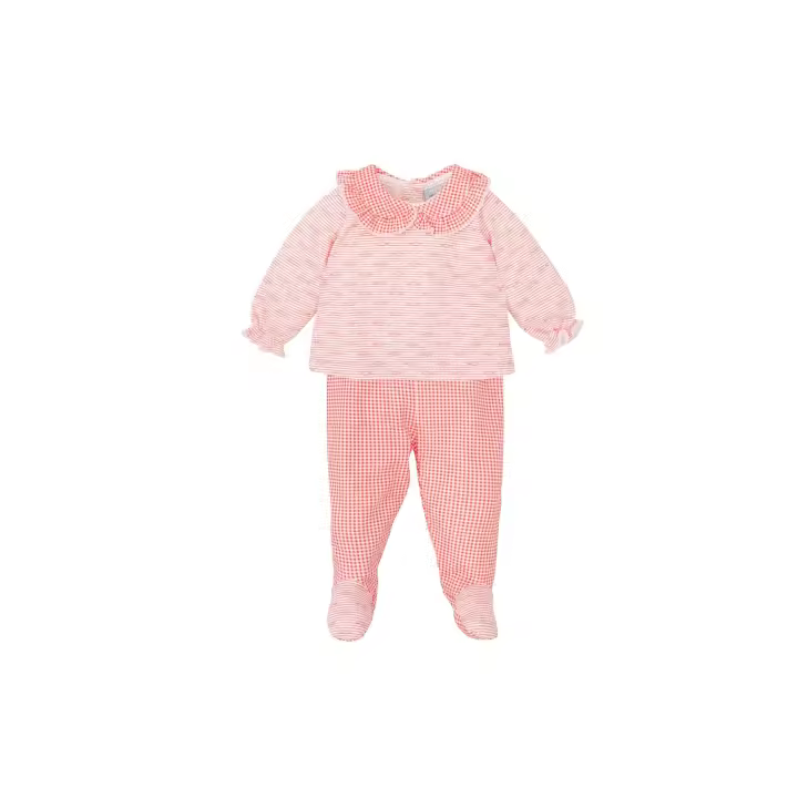 Babidu Conjunto de Bebe Niña Rojo Algodón Estampado Pececitos - 1