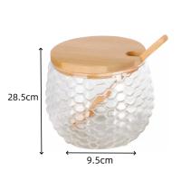 X-Set de 3 Tarros de Cristal para Especias con Cucharas y Base de Bambú,Frascos de Vidrio para Condimentos con Tapas,Frascos de Almacenamiento de Vidrio,Recipientes Organizadores de Cocina Elegantes y Prácticos - details 1