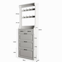 Armaro Zapatero Blanco Moderno con Perchero | 3 Puertas + 2 Cajones | Multifunctional para Entrada y Pasillos | Diseño Compacto para Espacios Reducidos - details 4