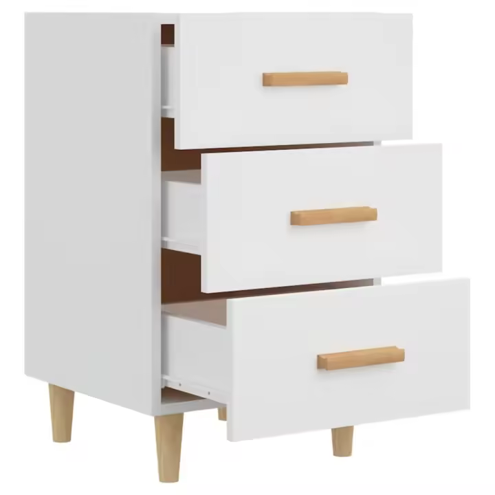 vidaXL Mesita de noche madera de ingeniería blanco 40x40x66 cm - 1