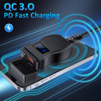 Cargador Rápido PD QC3.0 Para Motocicleta Con Voltímetro Digital Y Conector Tipo C Impermeable Para Celular Adaptador De Corriente De 12V 36W - details 1