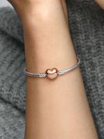 Pandora - Pulsera Moments with Corazón y Cadena De Serpiente-Plata de ley y Baño de Oro Rosa de 14 K - details 1
