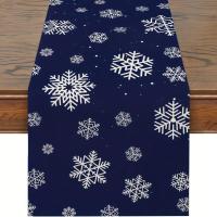 1pc Telar De Lino Caminante De Navidad Feliz Patrón De Copo De Nieve Decoración Para Mesa De Boda Accesorios De Fiesta De Vacaciones - details 2