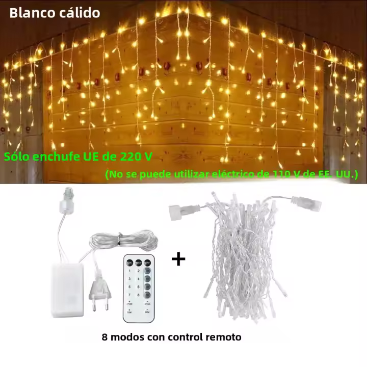 Luces De Cadena LED De Icicle 3.5-40M Para Navidad Y Fiestas Luces De Aparador Con Control Remoto Impermeables Para Exterior Decoración De Calle Y Hogar - 1