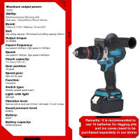 Taladro Impacto 13mm 650Nm 1500W Sin Escobillas - Atornillador Inalámbrico Li-ion Compatible con Makita 18V para Bricolaje/Construcción - details 7
