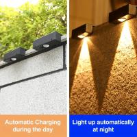 Luces LED solares de 2 piezas para exteriores, lámpara de pared superbrillante, impermeable, alimentada por energía Solar, para jardín, balcón, patio, escaleras, farola - details 1