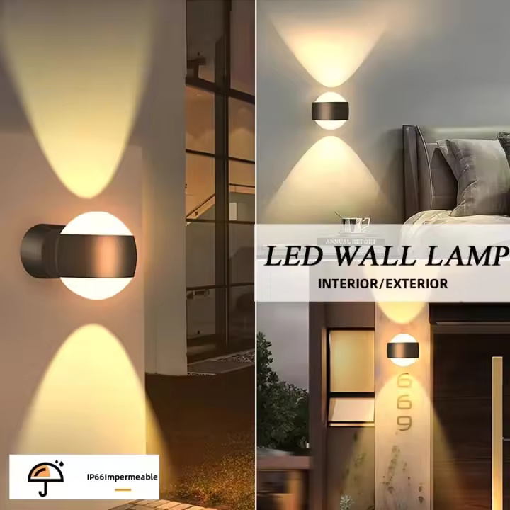 Lámpara De Pared LED Impermeable IP66 Para Interior Y Exterior Iluminación De Jardín Para Sala De Estar Pasillo Dormitorio Decoración Luz Moderna Fuente De Alimentación AC 85-265V ABS - 1