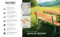 Tectake - Conjunto de muebles resistentes con revestimiento protector, Madera de abeto duradera con revestimiento repelente al agua, Conjunto de asientos estable con respaldos acoplables para hasta 8 personas, Conjunto de mesa y bancos FRANZ II, 3 piezas - details 0