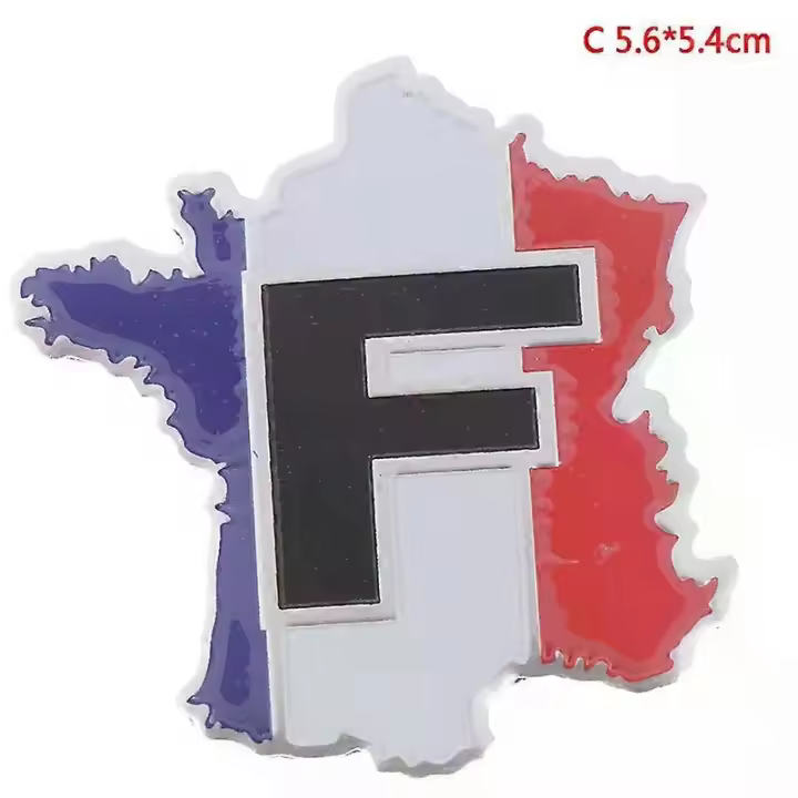 Car styling 3D aluminio Francia bandera emblema insignia etiqueta engomada del coche calcomanías coche-estilo para Peugeot 307 206 207 Citroen Renault DS C2 C3 - 1