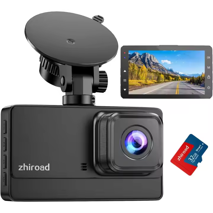 Cámara Retrovisor para Coche,4K Ultra HD Dashcam con 10" Pantalla Táctil,Tarjeta SD de 64G,170° Gran Angular,Sensor G,Monitor de Aparcamiento,Grabación en Bucle,Súper Visión Nocturna,WDR - 1