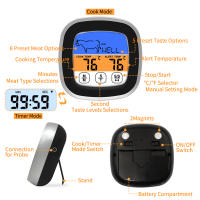 Termómetro Digital De Cocina Con Pantalla Táctil Y Timer Para Asado BBQ Cocción De Carne Modo Cocinar Precisión Alta Material Plástico - details 1