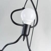 Lámpara Colgante De Hierro Vintage Con Diseño De Hombre Pequeño Arte Moderno LED Para Decoración De Sala De Estar Y Dormitorio Infantil E27 Pendente Negro - details 10