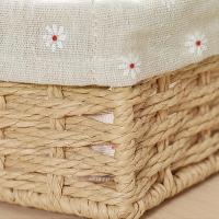 Cesta De Almacenamiento Tejida a Mano Con Tapa Organizador De Ropa Y Lavandería Caja De Cosméticos Para Juguetes Y Toallas - details 7