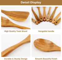 LMETJMA Set De Utensilios De Cocina De Madera Teak Natural 10 Piezas Incluye Cuchara Y Espátula Para Cocinar Y Hornear JT503 - details 2