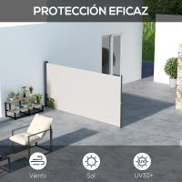Outsunny Toldo Side Extensible, Toldo de jardín 300 x 140cm, Pantalla de privacidad con protección UV, Parabrisas, Metal, para terraza, Balcón, Poliéster, Gris claro - details 3