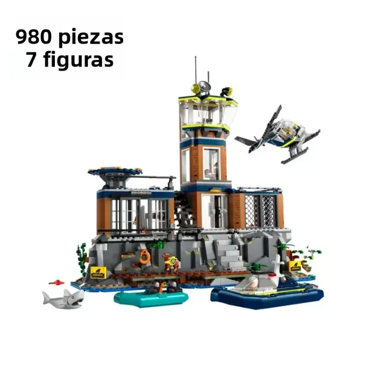 Conjunto De Juguetes De Bloques Compatible MOC Sets City Series Nuevo Estación De Policía En Isla Centro De Prisiones Para Niños Regalo - 1