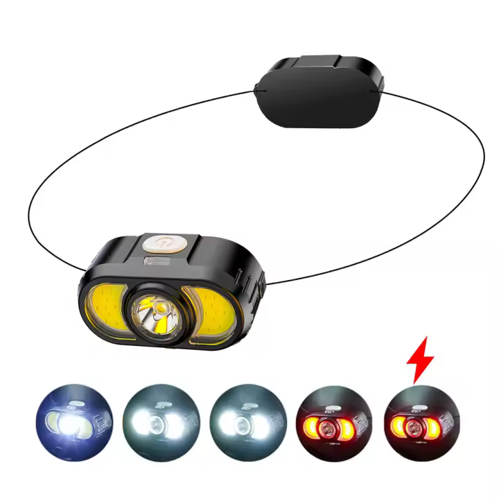 Lámpara Frontal COB LED Roja Portátil Con Correa Oculta Y Carga USB Tipo C Linterna Magnética Para Trabajo Al Aire Libre - 1