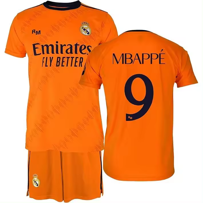 Real Madrid - Conjunto Camiseta y Pantalón Segunda Equipación Temporada 24/25, MBAPPE, Niños 10 Años, Replica con Licencia Oficial - 1