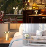 Lámpara De Mesa Retro Con Forma De Setas LED Luz Nocturna Táctil Decorativa Para Escritorio Lámpara De Noche Para Cama Barra De Ambiente Material Metálico - details 4