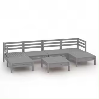 VIDAXL 3083341 conjunto de muebles de exterior modular de 7 piezas de madera de pino gris vida xl - 1
