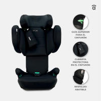 Asalvo Silla de Auto Poe Fix i‑Size 100‑150 cm – Isofix, Respaldo Reclinado 15º, Ruedas Pivotantes, Reposacabezas Ajustable y Textil Lavable - details 1