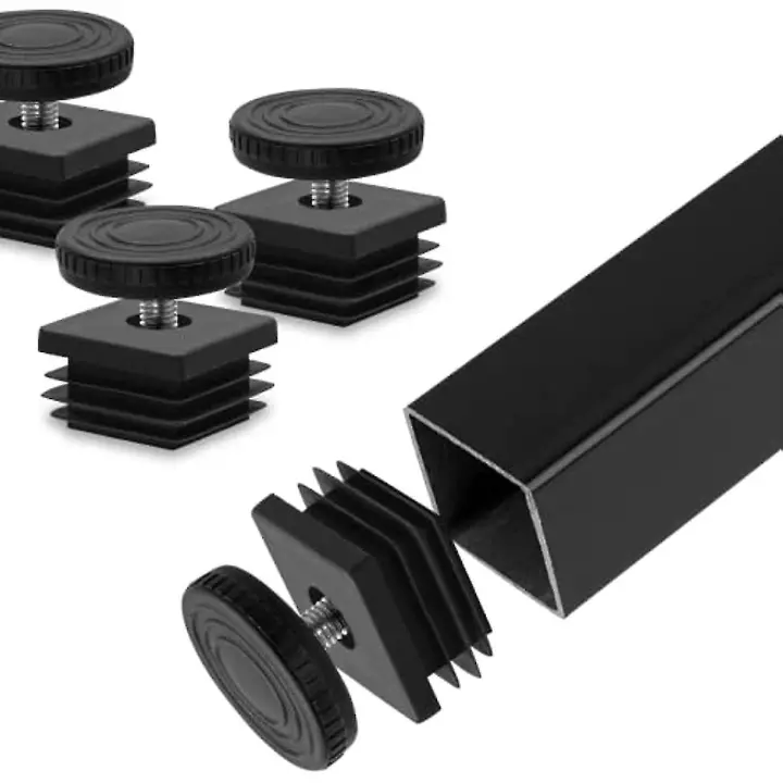 4 piezas pies de nivelación ajustables cuadrados, inserciones de tubo cuadrado Kit de nivelación de muebles, 30mm x 30mm, negro - 1