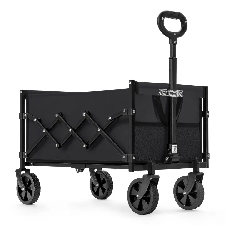 SONGMICS Carro de Mano Plegable, Carreta Plegable, Carrito de Jardín, Compacto, con Asa, con 4 Ruedas Reforzadas, 2 Universales, Carga hasta 150 kg, Exterior, Jardín, Negro Tinta/Gris Pizarra - 1