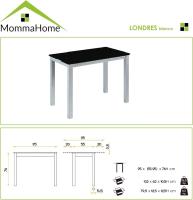 Mesa de Cocina Extensible en Cristal Templado Negro - Modelo Londres - Medidas 95 x 55/95 x 95 cm - Marca Momma Home - details 3