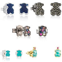 Pendientes de Oso de Plata de Ley 925, incrustaciones de Piedras preciosas Naturales, Diseño personalizado de - details 0