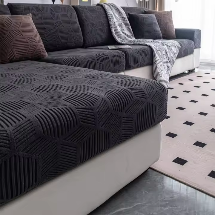 Cubierta De Sofá Universal Elástica En Tela De Poliéster Con Técnica De Tejido Jacquard Para Sala De Estar Cuatro Estaciones Amigable Con Animales Domésticos - 1