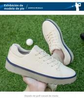 Zapatos De Golf Para Hombre Y Mujer Entrenadores Casuales De Cuero Impermeables Con Lazo Spikeless Antideslizantes Para Viajes Y Práctica Avanzada - details 4