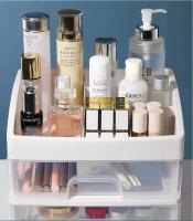 Caja De Almacenamiento Para Maquillaje De Plástico Transparente Con Cuatro Capas Y Tres Cajones Para Escritorio Organizador De Cosméticos Estilo Cajón Para Mesa De Vestir - details 1
