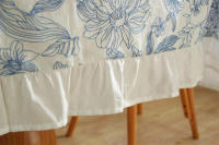 Mantel De Porcelana Azul Y Blanco Con Bordado En Algodón 100% Resistente Al Agua Y Aceite Con Borde De Hoja De Loto - details 9