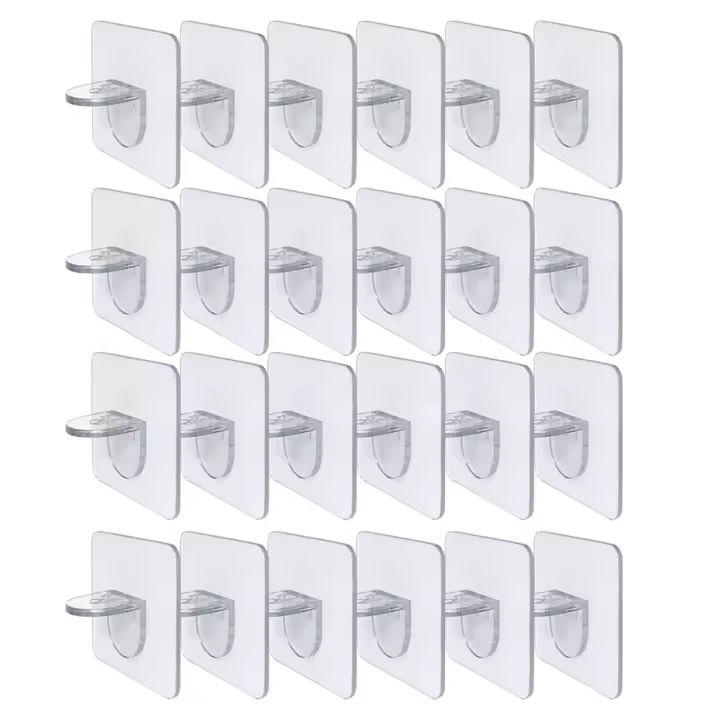 Soporte de estante sin perforaciones, Clips autoadhesivos para estantes de cocina, armario, Clapboard, capa, 24 piezas - 1