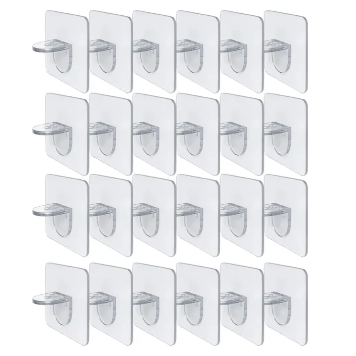 Soporte de estante sin perforaciones, Clips autoadhesivos para estantes de cocina, armario, Clapboard, capa, 24 piezas - 1