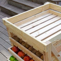 Estante para frutas y verduras de madera maciza de cinco capas, adecuado para cocina y dormitorio, color madera original, 35 x 50 x 58 cm. - details 3