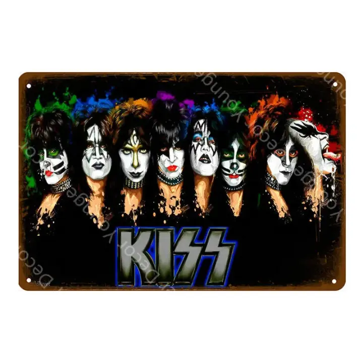 Cartel De Rock Metal Vintage Kiss Band Placa De Metal Decoración Para Hogar Y Bares Estilo Clásico Pintura En Placa Decoración Para Clubes YJ220 - 1