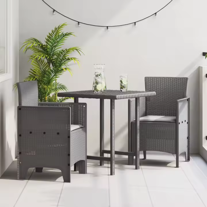 Silla de Jardín vidaXL Conjunto de 2 Gris claro Poliratán Estándar - 1