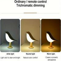 Lámpara De Noche LED Táctil Con Colores Madera Y Pájaro Recargable Para Dormitorio Oficina Estudio Decoración Luz De Lectura - details 1