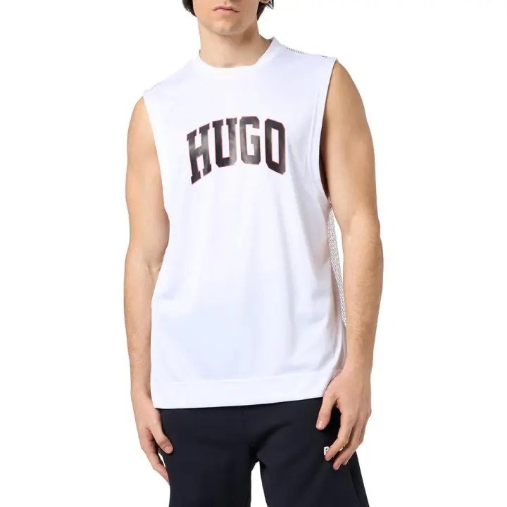 HUGO BOSS CAMISETA SIN MANGAS CON ESPALDA DE MALLA Y LOGO ESTAMPADO 50515489-100. - 1