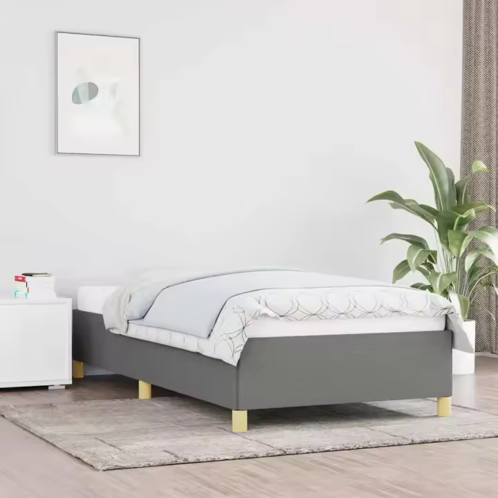 vidaXL Estructura de cama sin colchón tela gris oscuro 90x200 cm - 1