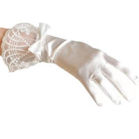 Guantes De Boda Elegantes Para Novia Con Lazo Accesorios De Boda Para Damas Guantes De Noche Formales De Encaje Rayón Talla Única - details 27