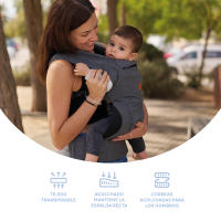 MS Kowari - Portabebés elastico, fácil de usar y colocar.Portabebé Ergonómico ajustable, mochila multiusos apropiada hasta 15 kg. Fuerza distribuída entre hombros y espalda - details 1