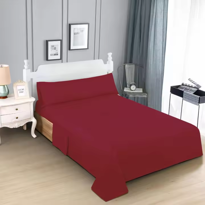 TODOBIEN STORE - Juego de Sábanas para Cama 3 Piezas - 1 Sábanas Bajera Ajustable Cama 90,105,135,150,190  Con Encimera y 1 Funda de Almohada Larga (Granate) - 1