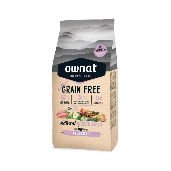 3 Kg- OWNAT Just Grain Free Sterilized Pollo Pienso para gatos - 1