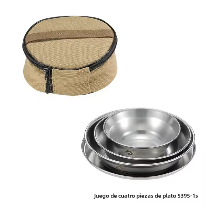 Juego De 4/8 Piezas De Platos Y Tazas De Acero Inoxidable Para Camping Durable Para Picnic Al Aire Libre Contenedor De Alimentos Viaje - 1