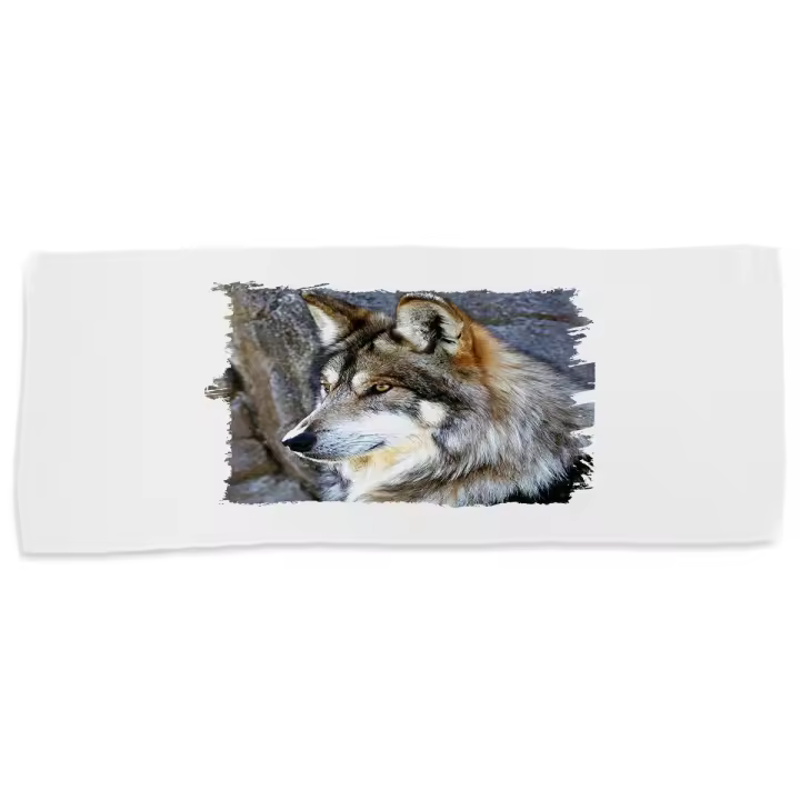 MERCHANDMANIA TOALLA MEDIANA GIMNASIO ABSORBENTE lobo gris animal salvaje feroz mascota bosque suave con bolsita - 1