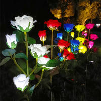 Lámparas Solares De Jardín Decorativas En Forma De Rosa Con 5 Cabezas Para Decoración De Patio Y Jardín Fuente De Energía Solar LED Incluida - details 2