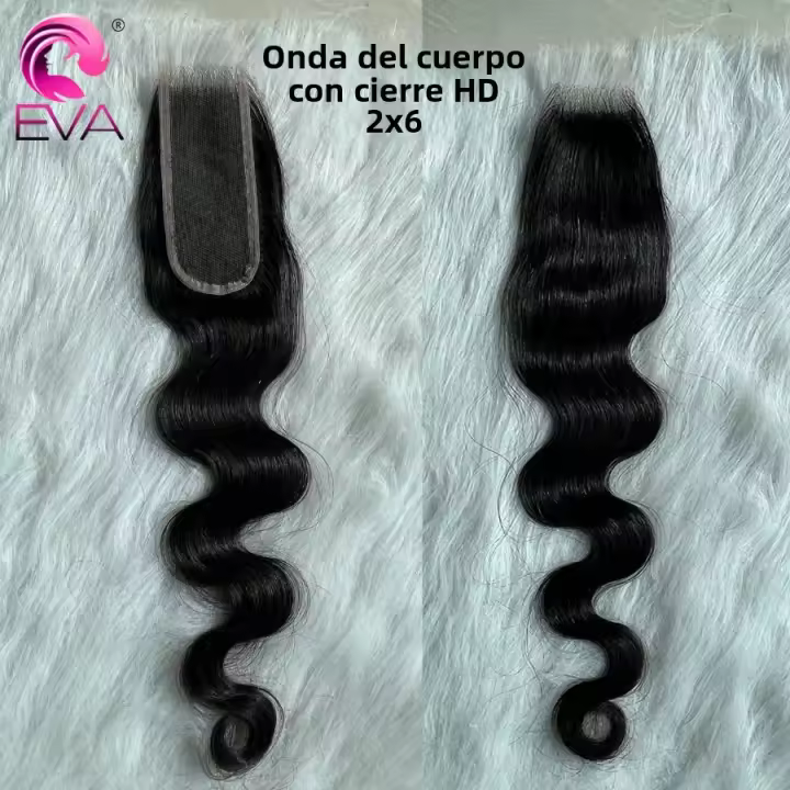 Eva Hair 13x4 Frontera De Encaje HD 2x6 Encaje HD Cierre Recto Encajes De Encaje HD Solo 5x5 Cabello Humano Pre Desplumado - 1